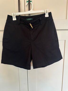 Lauren by Ralph Lauren Gold Tone Toggle Chino Shorts